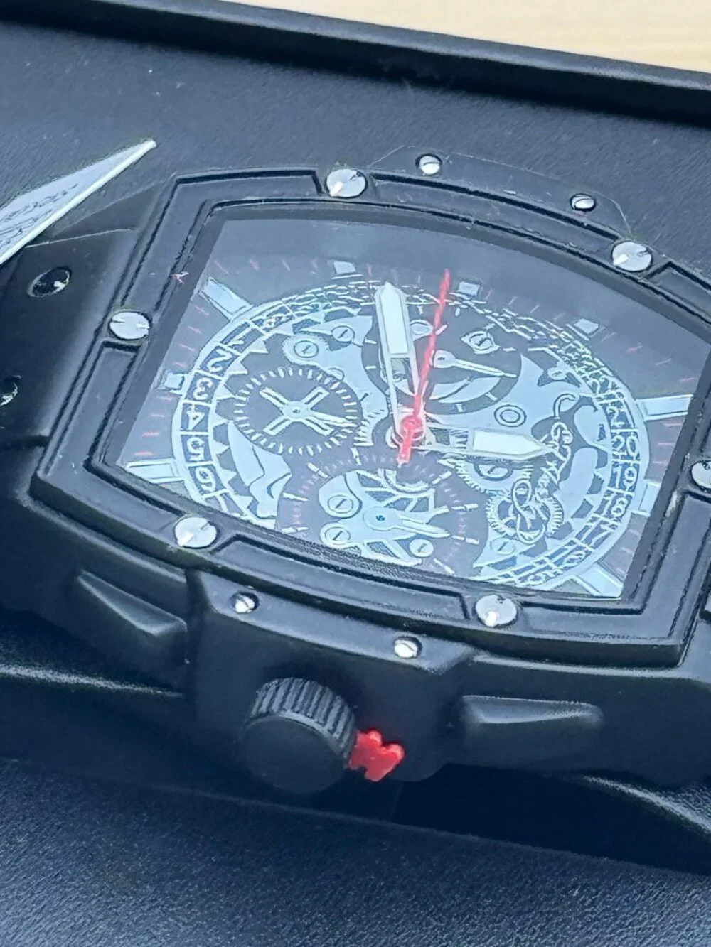 Ed Hardy Men's Oversized Black Watch Exposed Gear Style Dial Silver